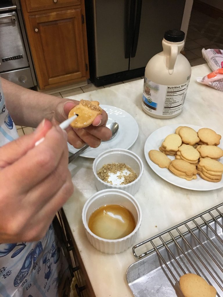 glazing-acorn-shaped-cookies